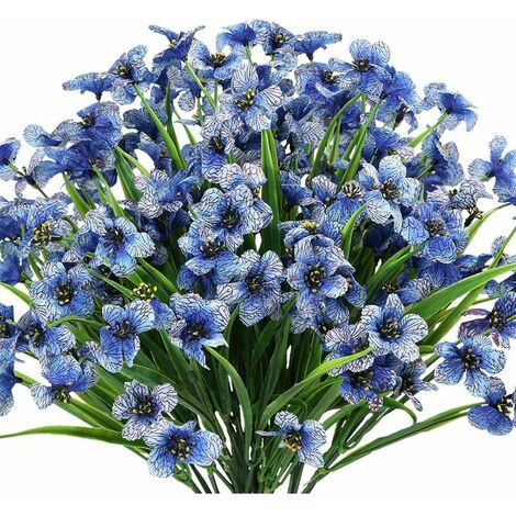 10 Bundles Outdoor Artificial Flowers UV Resistant No Fade Purple Fake Flowers for Indoor Outdoor Hanging Plants Garden Patio Porch Window Box Home Wedding Decor (1/5)