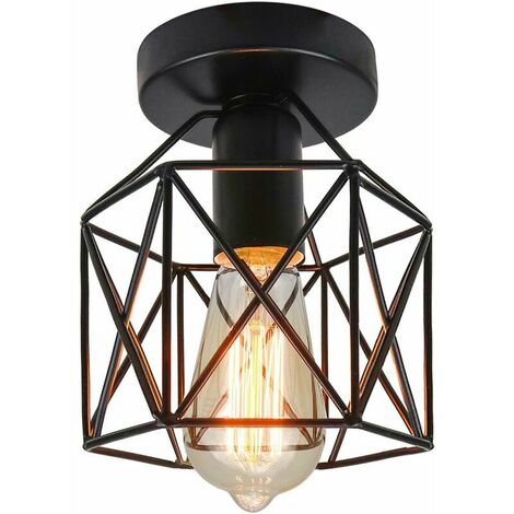 Industrial Ceiling Lamp Industrial Vintage Ceiling Lamp Suspension Light Fixture for Entrance, Porch, Hallway, Dining Room. (Black1) (1/5)