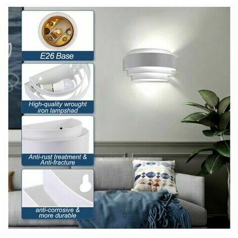 Modern 7W Up and Down Wall Light, Hardwired LED Wall Light, Indoor for Bedroom Hallway, Cool White, 6000K Living Room and Entryway Wall Light