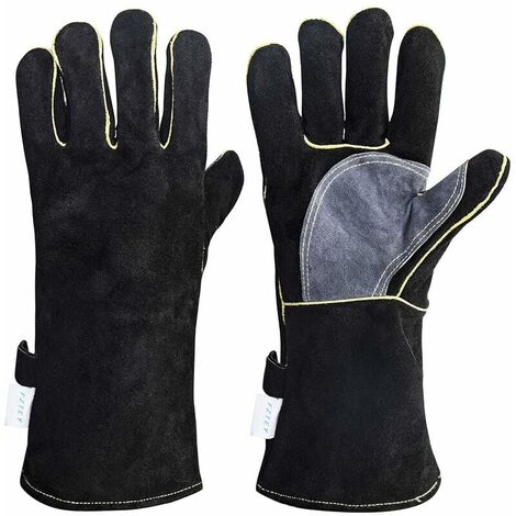 Thickening Heat and Fire Resistant Leather Gloves with Kevlar Stitching, Extreme High Temperature Hot Metal Thermal Work Protective Gloves (16 Inc 40CM) (1/5)