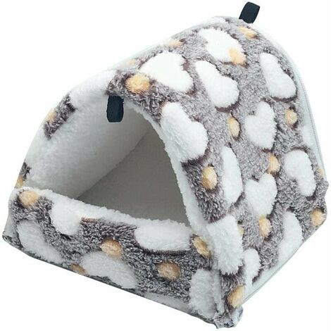 Small Pet Hanging Nest Bed Cute Soft Warm Coral Velvet Hammock Play Cage for Hamster Squirrel Ferret Gerbil Chinchilla Hedgehog,Brown,L (1/5)