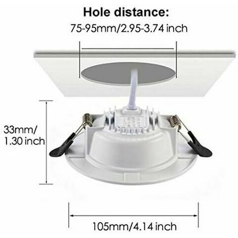 LED Recessed Spotlight Extra Flat 7W Equivalent To 70W Incandescent Round Ultra Slim Cool White 6000k 230v Recessed Ceiling Light Bathroom Kitchen Livin