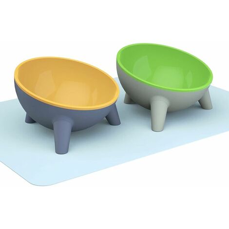 Cat Bowls Tilted Raised Double : Cat Feeding Bowls with Stand Elevated Cat Food Water Bowl Kittens Dishes 15° Inclined Angle Cat Feeder (1/5)