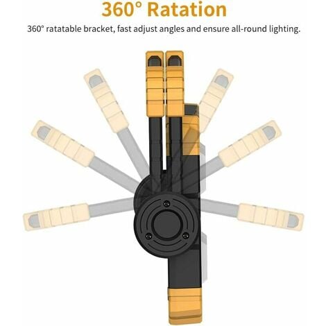 LED Rechargeable Work Light Portable - 2 COB 2000 Lumens Flood & Spot Lighting 360° Rotation USB Cordless Folding Lamp Battery Security Floodlight for Workshop Garage Loft Fishing Outdoor Emergency