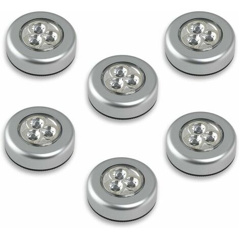 6pcs LED Battery Operated Touch Light Click Push Light Lamp (White Light) [Energy Class A +++]