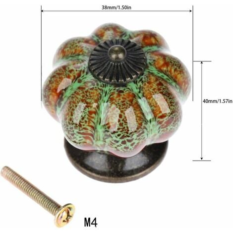 Pumpkin Antique Ceramic Door Knob for Cabinets, Cupboards, Dresser, Drawers, Kitchen Furniture, Pulls Handles (10pcs, Green)