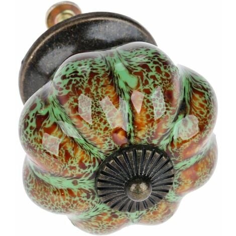 Pumpkin Antique Ceramic Door Knob for Cabinets, Cupboards, Dresser, Drawers, Kitchen Furniture, Pulls Handles (10pcs, Green)