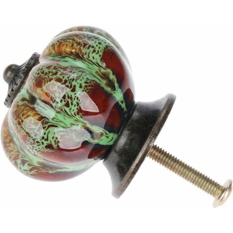 Pumpkin Antique Ceramic Door Knob for Cabinets, Cupboards, Dresser, Drawers, Kitchen Furniture, Pulls Handles (10pcs, Green)