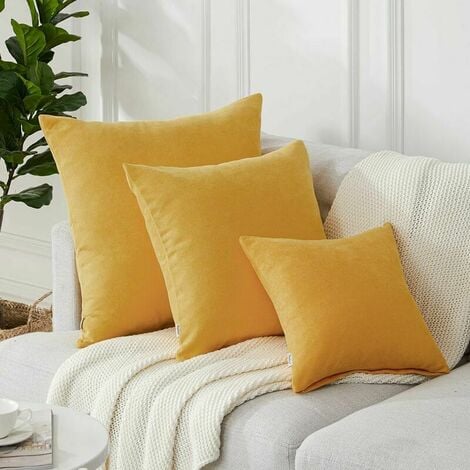 Cushion cover Pillowcase 65x65 Set of 2 Mustard Yellow Decorative Square Cushion Cover for Large Cushion