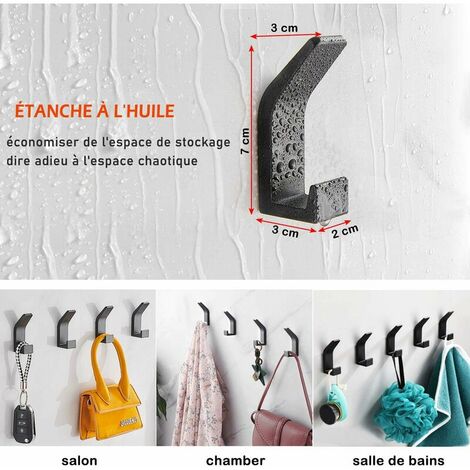 5 Pieces Adhesive Hook, Double Bathroom Towel Hook, Towel Hanger, Anti-rust and Waterproof Towel Holder With Adhesive, Family Bathroom Kitchen, Office, Self-Adhesive-Black