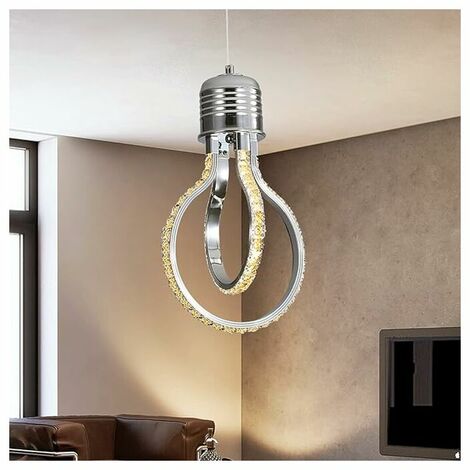 Modern Chandelier,20w 3000k LED Crystal Ceiling Light,Aluminum Pendant Light Fixture for Bedroom Kitchen Dining Room Bar Counter Corridor Exhibition Hall,Height Adjustable (1/5)