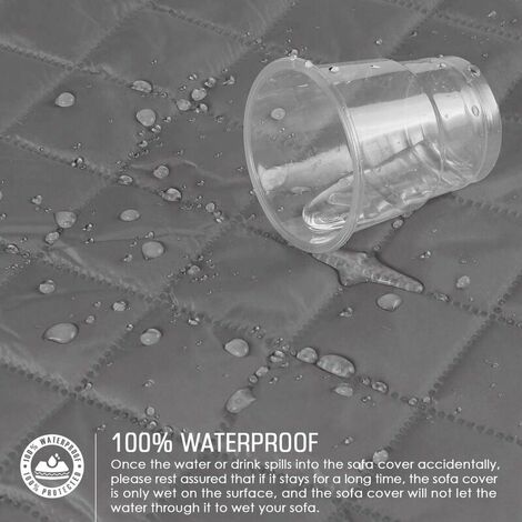 Sofa Covers Waterproof Sofa Throws with Elastic Straps Non-slip Foam for Living Room Dog Protection Protect co.ukom Pets, Splashes, Wear and Cracks (Gray, 2 Seater 116  190cm)