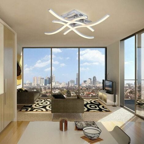 Modern LED Ceiling Light, Wave Shaped Ceiling Light, Integrated 24W LED Modules, 4x380Lm, Warm White 3000K, Suspension Light For Bedroom Living Dining Room [Energy Class A ++]