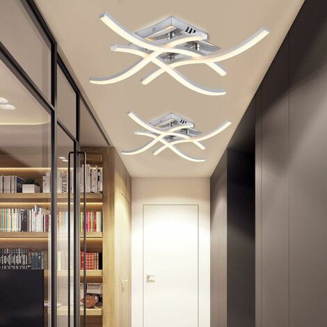 Modern LED Ceiling Light, Wave Shaped Ceiling Light, Integrated 24W LED Modules, 4x380Lm, Warm White 3000K, Suspension Light For Bedroom Living Dining Room [Energy Class A ++]