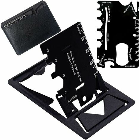 18 in 1 Multi-Tool Portable Stainless Steel Mini Multi-Tool with Cell Phone Holder for Outdoor Travel Daily Tool Adventure Daily Tools (Black) (1/5)