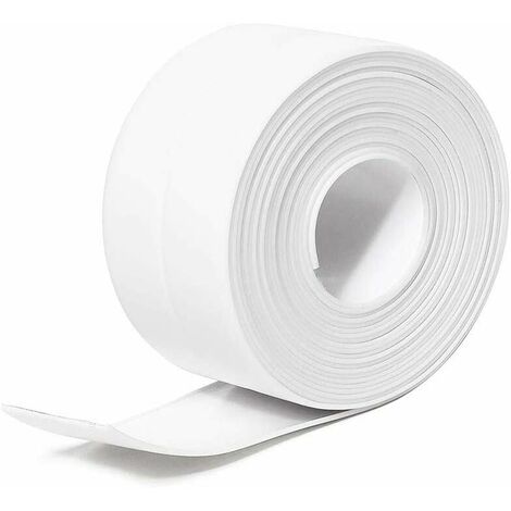 Bathroom Silicone Gasket, Sealing Tape Self-Adhesive Waterproof PE Tape for Bathtub, Shower, Toilet, Kitchen, Sink, Floor, Wall, Corner Protector-White (1/5)