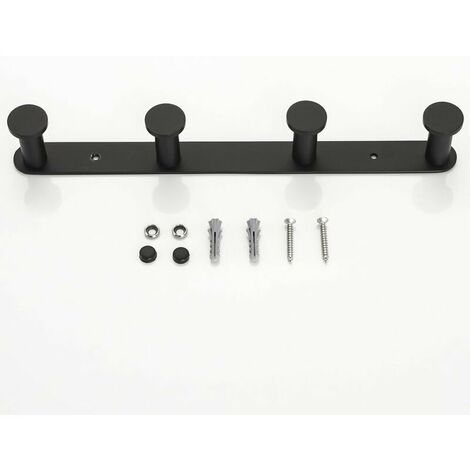 Practical Wall Hook with 4 Stainless Steel Hooks Coat Rack Towel Rack Hat Black Matte Finish Bathroom Toilet Accessory Set