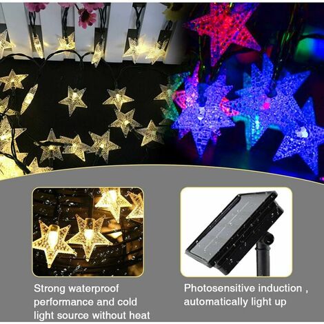 Solar String Lights Outdoor 7M 50 LED Waterproof Star Decorative Christmas Solar Lamp for Party, Wedding, Garden, Shop, Home Outdoor (Multicolor)