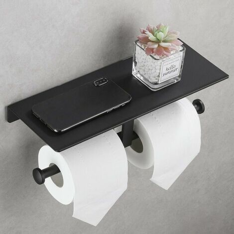 Wall Mounted Toilet Paper Holder with Shelf Toilet Roll Holder Double ...
