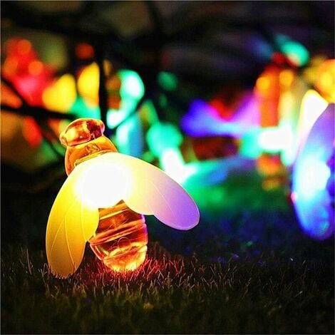 LED Solar String Lights 6.5m 30 LEDs Outdoor Waterproof Bee String Lights 8 Modes Indoor Decorated for Christmas Tree, Garden, Party, Wedding, Home, Festive Lighting [Class