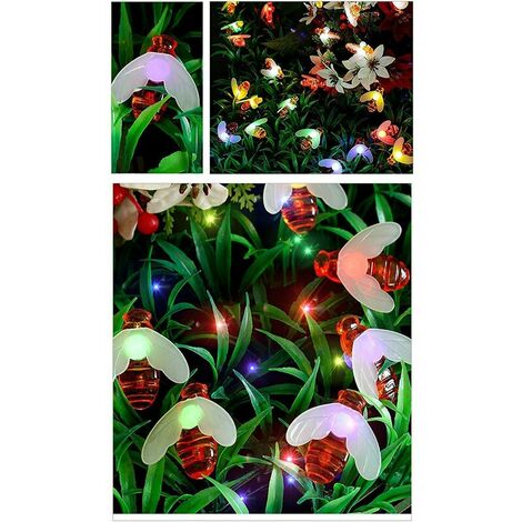LED Solar String Lights 6.5m 30 LEDs Outdoor Waterproof Bee String Lights 8 Modes Indoor Decorated for Christmas Tree, Garden, Party, Wedding, Home, Festive Lighting [Class