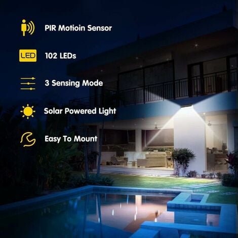 Outdoor Solar Lamp 118 LEDMotion Sensor Outdoor Solar Lighting Wireless Spotlight Waterproof Security Solar Light for Garden