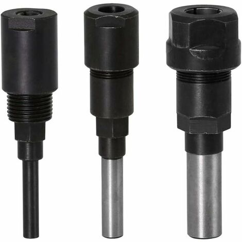 Router Collet Extension Router Bit Collet Extension & Trimming Cutting Engraving Machine Extender Woodworking Chuck Holder Milling Cutter (1/4 Shank + 8MM Shank + 1/2 Shank) (1/5)