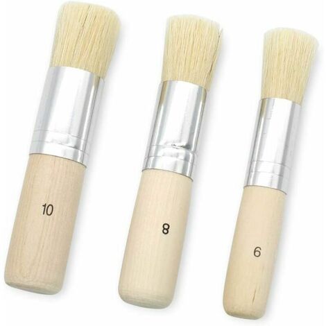 3 Pcs Wooden Paintbrush Bristle Brush Stencil Brush Use for Oil Painting, Watercolor, Stencil Project, Waxing, Etc. (13.5 / 16 / 18mm)