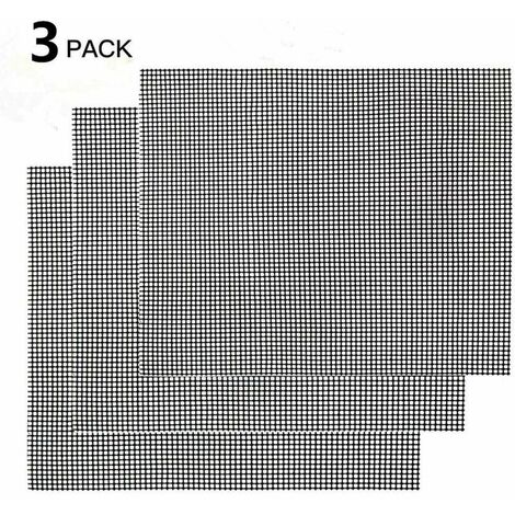 Set of 3 Grill Mats - Rectangular Baking Mat, Permanent Baking Mats, Non-Stick Coating, LFGB and FDA Approved (Black, 42 ​​ 36cm) (1/5)
