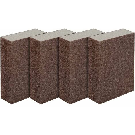 Pack of 4 sponges / sanding blocks for wet and dry surfaces, fine (co.ukom 240 to 320) sanding