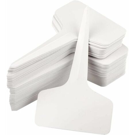 100 Pieces White Plastic T-Type Plant Markers, Durable Garden Markers Waterproof Tags Seedling Labels (1/5)