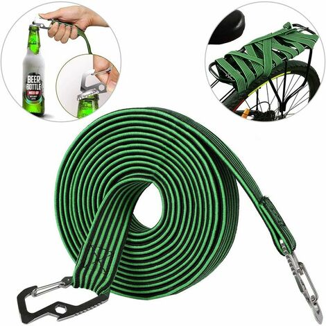 Luggage elastic cord, universal elastic cord, durable with carbon steel hook, suitable for bicycles, electric cars 4 m, green (1/5)