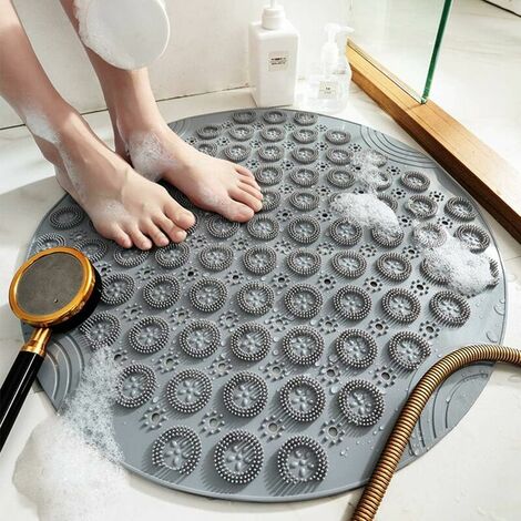 Bath Mat Non Slip Round Shape Shower Mats Mildew Resistant PVC Bathtub Mats with Suction Cups