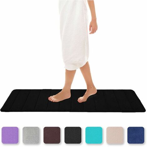 Memory Foam Bath Mat Absorbent Non-Slip Bath Mat Washable Bath Mat - 40 x 120 cm, Black