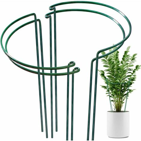 4 Pack Plant Support Stake, Metal Garden Plant Stake, Green Half Round Plant Support Ring, Plant Cage, Plant Support for Tomato, Rose, Vine (9.4" Wide x 15.6" High) (1/5)
