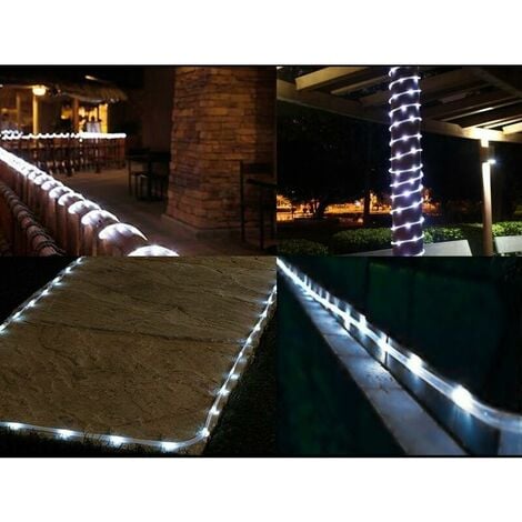 12M Solar String Lights, 100 LED String Lights Waterproof Outdoor Tube Rope Fairy Lights for Christmas Garden Yard Path Fence Tree Backyard (White)
