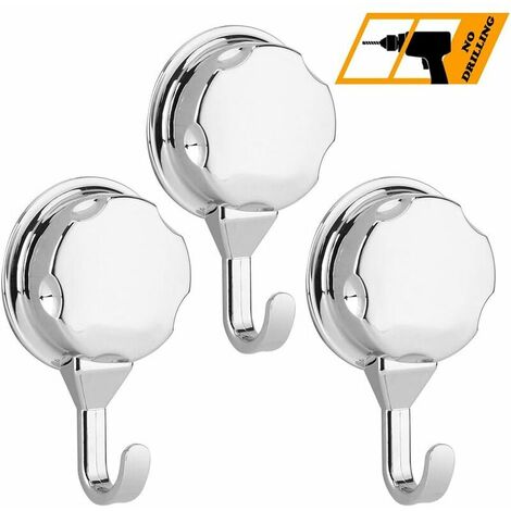 Vacuum Suction Cup Hook, 3Pcs No Drilling Bathroom Wall Hanging Shower Towel Coat Bag Key Hanger Sucker Heavy Duty Garage Storage Organizer Rack for Kitchen Shower Room (1/4)