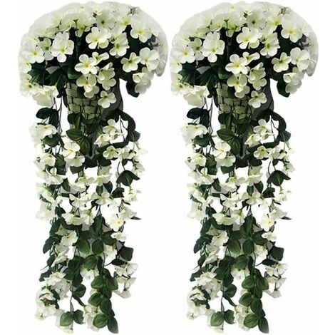 Artificial Vine Hanging Realistic Wedding Decoration, Romantic Artificial Plant Decorative Flower Window Ornament Wall Fake Leaf Simulation White 2PCS (1/5)