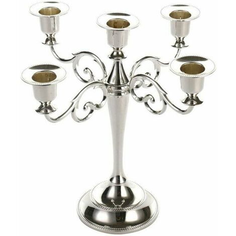 Candlestick Metal Candle Holder European Style Wedding Candelabra Christmas Candelabra Birthday Gift Home Decor (Silver) (1/4)