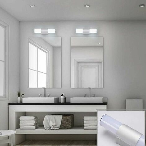 LED Bathroom Mirror Lamp - Wall Light with Closed Shade in Stainless ...