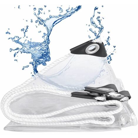 Protective tarpaulin Transparent Waterproof Tarpaulin, Tear-Proof Rainproof Windproof PVC Cover with Eyelets, Protective Cover for Terrace Garden Outdoor Camping Thickness