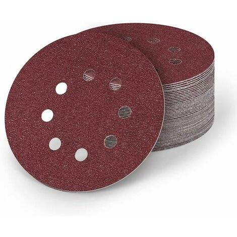50 Pcs Circular Sanding Disc, 125mm Sanding Disc, Sander Sandpaper, Wood Sandpaper for 80/120 Grit(8 Holes) (1/5)