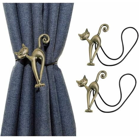 Creative Cat Magnetic Curtain Tiebacks Transparent Curtain Tiebacks Set of 2 Curtain Holders Curtain Retainer Buckles Curtain Binder Curtain Retractor for Home Office Hotel Decoration Retro Bronze SOE (1/4)