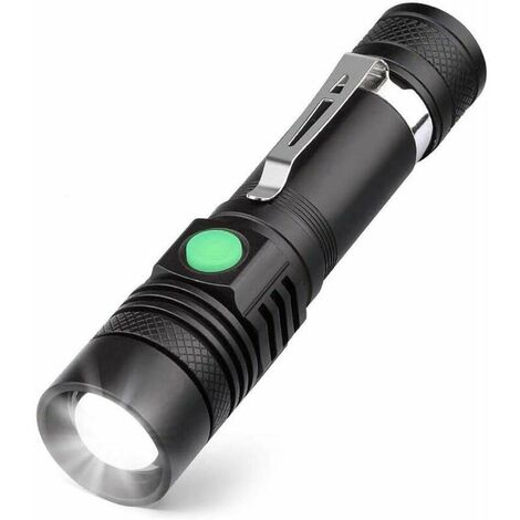 USB Rechargeable LED Flashlight, 600 Lumens Flashlight, IP65 waterproof, 4 Light Modes, Zoomable Flashlight for Household, Camping, Hiking, Emergency (Battery Included) (1/5)