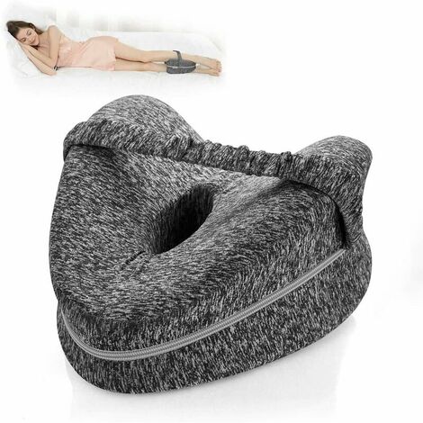 Knee Pillow, Leg Pillows for Side Sleepers with 2 Covers, Orthopedic Leg Positioner Pillows Knee Foam Support Pillow for Back, Hip, Legs Support Wedge & Sciatica Nerve Pressure Relief (grey-heartshape (1/5)