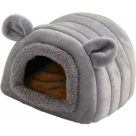Guinea Pig Bed, Animal Pet Winter House, Multifunctional Crystal Velvet Hedgehogs Cave Beds Cozy House, Bedding for Rats Baby Chinchilla Guinea Pig Hedgehog Ferret Squirrel(Grey)