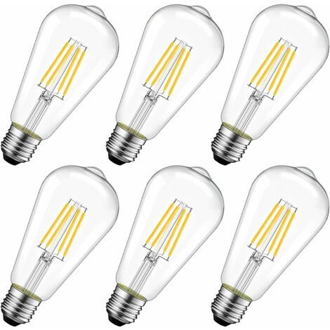 4W Edison LED Filament Bulb E27 ST64 (= Decorative Incandescent Bulbs 40W), 470Lm Warm White 2700K, Vintage Lamp Retro Bulb, Non-dimmable, Pack of 6 [Energy class A ++] (1/5)