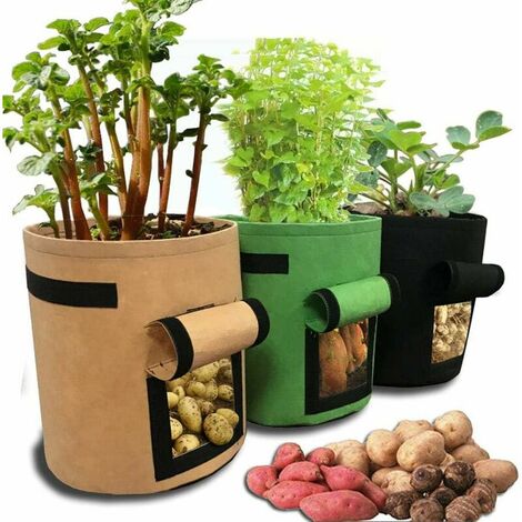 Home Balcony Plant & Vegetable Gardening Bag, Potato Growing Container 30x30x35cm / 11.8x11.8x13.8inch Black - 1 Vegetable Growing Bag. (1/5)
