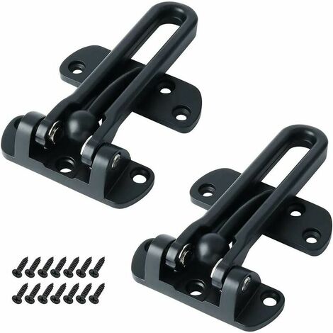 2 Piece Home Security Door Lock, Thickened Security Door Lock, Guard Door Lock, Zinc Alloy Solid Thicken Security Lock for Home, Apartment, Hotel, Dormitory (Black)
