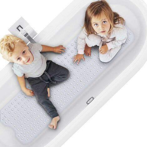 Bath mat, anti-mold, non-slip, pebbles, with suction cup, bathroom, extra long, machine washable, hand washable 100 x 40 cm